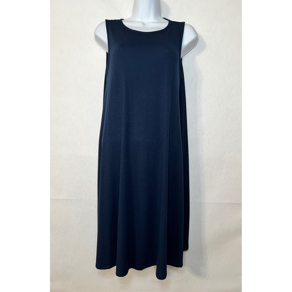 Zenana Women's Navy Blue Sleeveless Sporty Casual Swing Dress with Pockets‎ Sz S